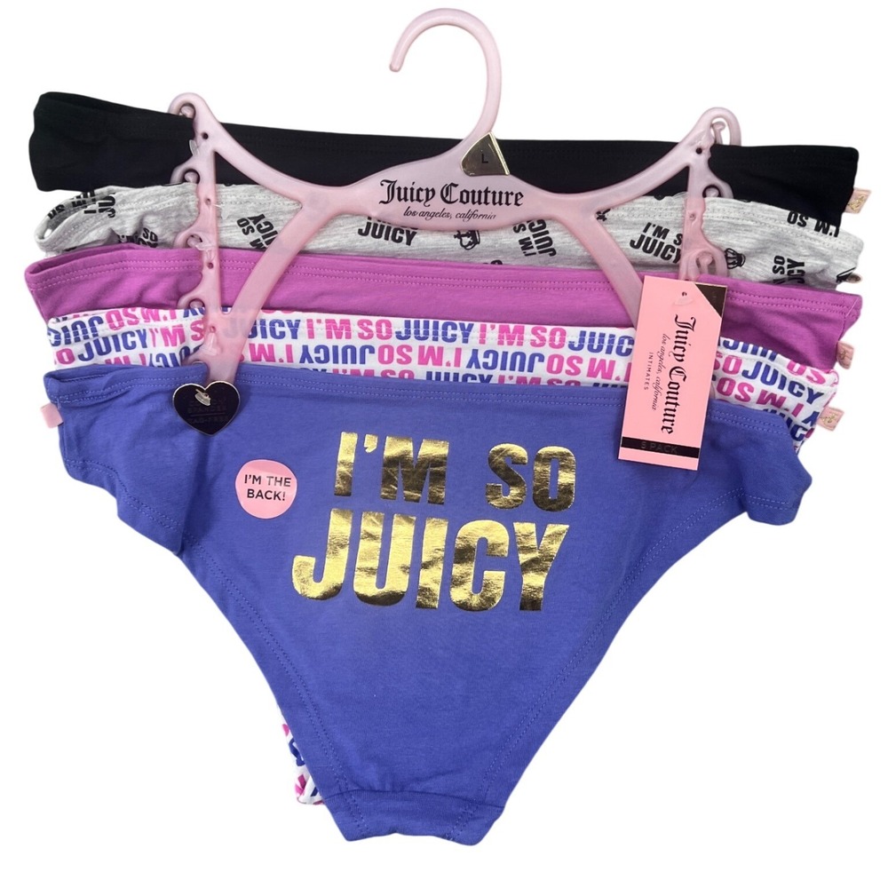 Juicy Couture 5‎ Pack Panties Womens L Lazer Cut No Lines Tag Free I'm So Juicy